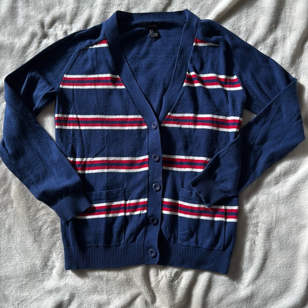 Forever 21 red white and Blue stripes button down sweater-size S
